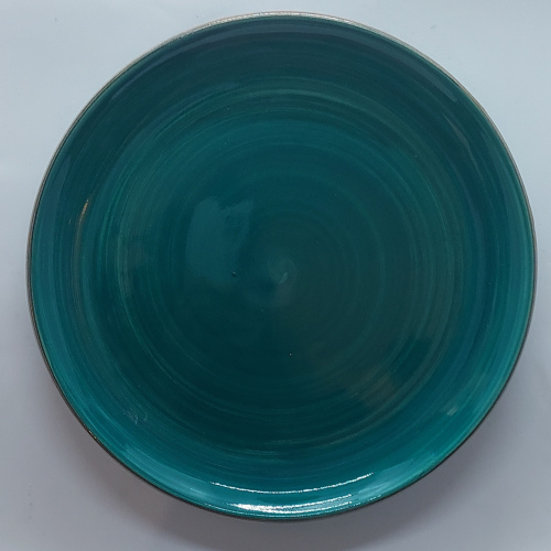 Assiette ronde grand modèle vert bleu