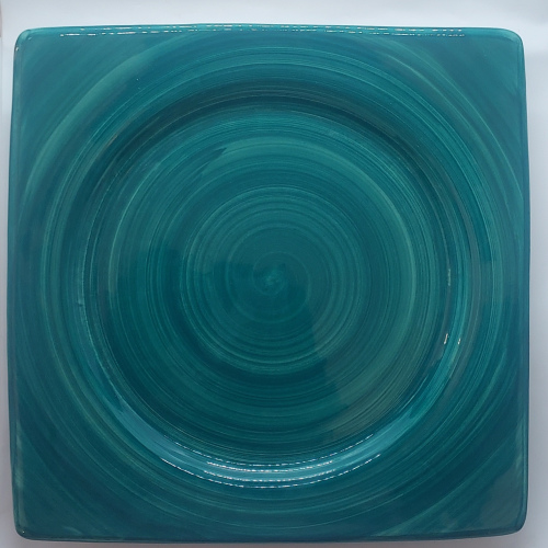 Assiette carrée petit modèle vert bleu