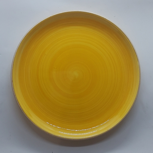 Assiette ronde grand modèle jaune orangé