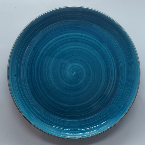 Assiette ronde grand modèle bleu canard
